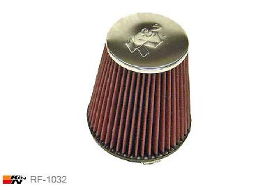 102mm aansluitdiameter, RF-1032, K&N Luchtfilter Universeel, Conisch, Lengte filter 178mm, Buitendiameter onder 165mm, Buitendiameter kap 114mm, Chroom kap, Lengte flens 44mm, 0 mm