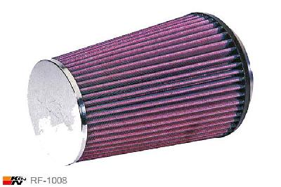 114mm aansluitdiameter, RF-1008, K&N Luchtfilter Universeel, Conisch, Lengte filter 213mm, Buitendiameter onder 149mm, Buitendiameter kap 114mm, Chroom kap, Lengte flens 16mm, 0 mm