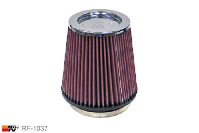 127mm aansluitdiameter, RF-1037, K&N Luchtfilter Universeel, Conisch, Lengte filter 165mm, Buitendiameter onder 165mm, Buitendiameter kap 127mm, Chroom kap, Lengte flens 25mm, 0 mm