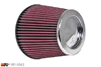 152mm aansluitdiameter, RF-1043, K&N Luchtfilter Universeel, Conisch, Lengte filter 152mm, Buitendiameter onder 191mm, Buitendiameter kap 127mm, Chroom kap, Lengte flens 16mm, 0 mm