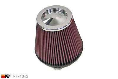 152mm aansluitdiameter, RF-1042, K&N Luchtfilter Universeel, Conisch, Lengte filter 165mm, Buitendiameter onder 191mm, Buitendiameter kap 127mm, Chroom kap, Lengte flens 25mm, 0 mm