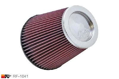 152mm aansluitdiameter, RF-1041, K&N Luchtfilter Universeel, Conisch, Lengte filter 191mm, Buitendiameter onder 191mm, Buitendiameter kap 127mm, Chroom kap, Lengte flens 25mm, 0 mm
