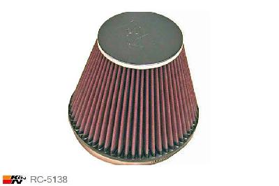 152mm aansluitdiameter, RC-5138, K&N Luchtfilter Universeel, Conisch, Lengte filter 127mm, Buitendiameter onder 191mm, Buitendiameter kap 114mm, Chroom kap, Lengte flens 16mm, 0 mm