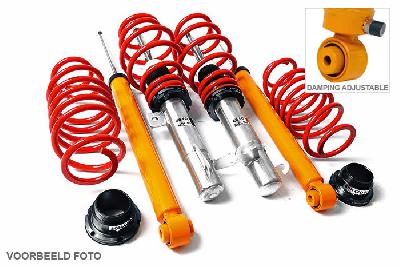 70 AU 01, V-Maxx xxtreme Schroefset in hoogte en hardheid instelbaar, Audi A4 2.4/2.6/2.8/2.5TDi excl. Quattro/height adj., B5, Bouwj. 4/94 - 12/00, Tuv gekeurd verstelbereik vooras 30-65mm, Tuv gekeurd verstelbereik achteras 40-75mm