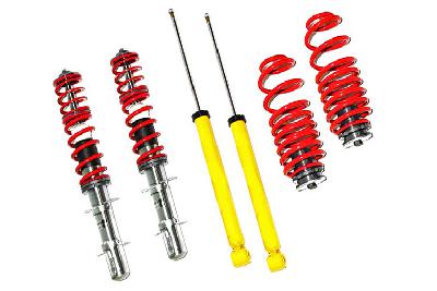 60 AV 04, V-Maxx Schroefset hoogte instelbaar, Seat Leon 1.4/1.6/1.8/1.8T/16V/20V/1.9SDi/1.9TDi, 1M, Bouwj. 00 - 05, when lowering over 40mm please use special stabilizer connection bolts, Tuv gekeurd verstelbereik vooras 35-65mm, Tuv gekeurd verstelbereik achteras 30-60mm