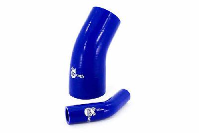 Reducer 45 graden bocht, Binnendiameter verloop van 102mm naar 76mm, Universeel, Bonrath Siliconen slang Blauw