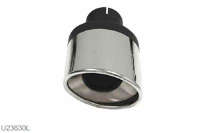 U23630L, eindstyling Ellips left 90/120mm, 63,5mm (2,5 inch), RVS, Universeel, Simons, 63,5mm (2,5 inch) binnendiameter, klem verbinding (wordt geleverd zonder klem)