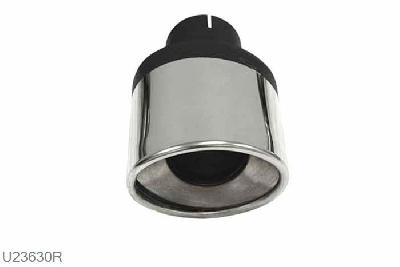 U23630R, eindstyling Ellips right 90/120mm, 63,5mm (2,5 inch), RVS, Universeel, Simons, 63,5mm (2,5 inch) binnendiameter, klem verbinding (wordt geleverd zonder klem)