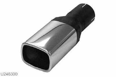 U246300, eindstyling Quattro 70/90mm, 63,5mm (2,5 inch), RVS, Universeel, Simons, 63,5mm (2,5 inch) binnendiameter, klem verbinding (wordt geleverd zonder klem)