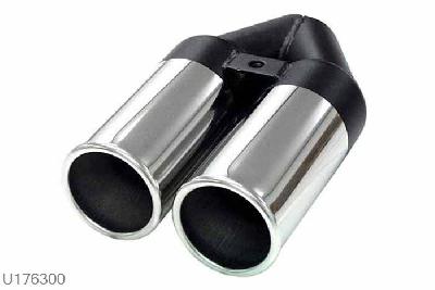 U176300, eindstylinh Twin Rondo 2x80mm, Lengte 240mm, 63,5mm (2,5 inch), RVS, Universeel, Simons, 63,5mm (2,5 inch) binnendiameter, klem verbinding (wordt geleverd zonder klem)