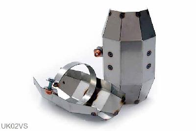 UK02VS, Heat shield for the UK02-catalysts, 76mm (3 inch), RVS, Simons, 76mm (3 inch) binnendiameter, klem verbinding (wordt geleverd zonder klem)