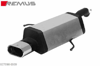 027098 0509, Alfa Romeo 156 Sedan / Sportwagon, Type 932, 1997- , 1.9l JTD 77 kW (AR32302), 1998- , 1.9l JTD 85 kW (937AYear 2000), Year 2004- , 2.4l JTD 100 kW (AR32501), 1998- , 2.0l JTS 122 kW (937A1000), Year 2002- , 2.5l V6 24V 140 kW (AR32401), OCT1997-, Remus Sport exhaust with 1 tail pipe 135x75 mm