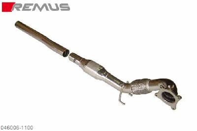 046006 1100, Audi TT, type 8J, Year 2007- , 1.8l TFSI 118 kW (CDAA), 2.0l TFSI 147 kW (BWA), Remus Downpipe with RACING cat to original front silencer, without homologation, (catpipe with RACING cat, up from header, front silencer applied)