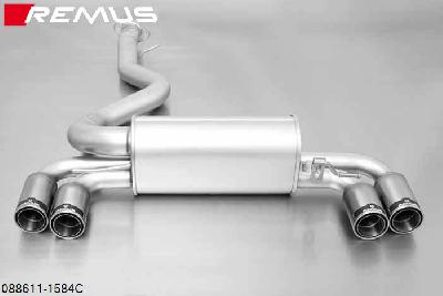 088611 1584C, BMW 1 Series M Coupe E82, type M-V, Year 2011- , 3.0l 250 kW (AAU), Remus Sport exhaust centered L/R, with 4 tail pipes round 84 mm Street Race