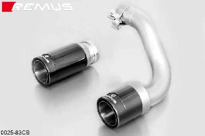 0025 83CB, BMW 2 Series F22 Coupe / F23 Cabrio, Year 2015- , 220i 2.0l 135 kW, Remus Tail pipe set L/R consisting of 2 tail pipes round 84 mm Street Race Black Chrome, with slip connection