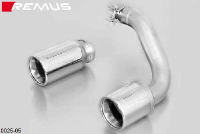0025 05, BMW 2 Series F22 Coupe / F23 Cabrio, Year 2015- , 220i 2.0l 135 kW, Remus Tail pipe set L/R consisting of 2 tail pipes round 90 mm, chromed, with slip connection