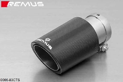 0006 83CTS, BMW 3 Series E30 Sedan / Touring / Coupe 316i/318i 1987-, Remus 1 Carbon tail pipe round 84 mm angled, Titanium internals, with adjustable spherical clamp connection
