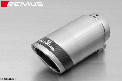 0006 83CS, BMW 3 Series E30 Sedan / Touring / Coupe 316i/318i 1987-, Remus 1 tail pipe round 84 mm Carbon Race, with adjustable spherical clamp connection