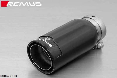 0006 83CB, BMW 3 Series E30 Sedan / Touring / Coupe 316i/318i 1987-, Remus 1 tail pipe round 84 mm Street Race Black Chrome, with adjustable spherical clamp connection