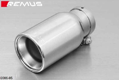 0006 05, BMW 3 Series E30 Sedan / Touring / Coupe 316i/318i 1987-, Remus 1 tail pipe round 90 mm, chromed, with adjustable spherical clamp connection