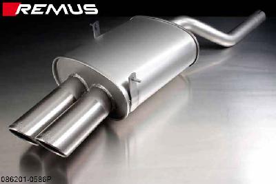 086201 0586P, BMW 3 Series E46 Sedan / Touring / Coupe 316i/318i, Remus Sport exhaust with 2 tail pipes round 84 mm angled mat polished