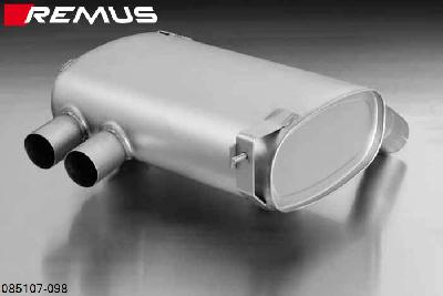 085107 098, BMW 3 Series E90 Sedan / E91 Touring / E92 Coupe / E93 Cabrio, 318i 2.0l 105 kW (N43B20A), 320i 2.0l 125 kW (N43B20A), 325i 2.5l 160 kW (N52), until SEPYear 2007 (connection inner O 65 mm), 330i 3.0l Year 200 kW (N52), until SEPYear 2007, Remus Sport exhaust left (without tail pipes)