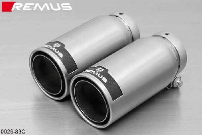0026 83C, BMW 3 Series F30 Sedan, type 3K / F31 Touring, type 3K, Year 2015- , 340i LCI 3.0l 240 kW, 340i xDrive LCI 3.0l 240 kW, Remus Tail pipe set 2 tail pipes round 84 mm Street Race, with adjustable spherical clamp connection