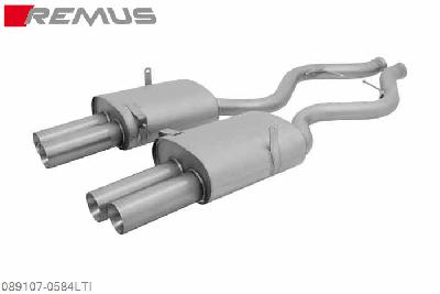 089107 0584LTI, BMW M3 E90 Sedan / E92 Coupe / E93 Cabrio, 4.0l V8 309 kW (S65B40A), Year 2007-, Remus Titanium sport exhaust left with 2 tail pipes round 84 mm, fits on original middle silencer