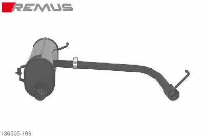 186505 199, Fiat Grande Punto Hatchback, 3 and 5 door, Year 2005- , 1.2l 48 kW, 1.4l 57 kW, Remus PowerSound sport exhaust with manual valve control system (without tail pipes)