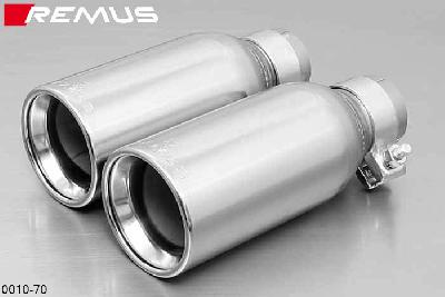 0010 70, Fiat Grande Punto Hatchback, 3 and 5 door, Year 2005- , 1.2l 48 kW, 1.4l 57 kW, Remus Tail pipe set L/R consisting of 2 tail pipes round 102 mm