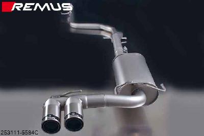 253111 5584C, Honda CR-Z, Facelift, type ZF1, Year 2013- , 1.5l Hybrid 89 kW (+ 13 kW E-Motor) (LEA3), Remus Cat-Back connection tube (instead of front silencer) and sport exhaust centered with 2 tail pipes round 84 mm Street Race