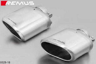 0026 18, Mercedes E-Class W211 Sedan and S211 Estate, E500 4matic 5.0l 225 kW, NOVYear 2001- , E270CDI 2.7l CDI 120 / 130 kW, Year 2002- , E280 CDI 3.2l 130 kW, NOVYear 2001- , E280 CDI 3.0l CDI 140 kW, Year 2005- ,, Remus Tail pipe set L/R consisting of 2 tail pipes 133x85 mm angled/angled, chromed, with adjustable spherical clamp connection