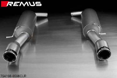 754108 0598CLR, Mini Cooper S Clubman R55, Year 2008- , 1.6l 128 kW (N14B16A), Remus Sport exhaust left and sport exhaust L/R. with 2 tail pipes round 98 mm Street Race