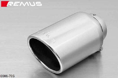 0006 70S, Mini One F56 (3 door), Year 2014- , 1.2l 75 kW, Remus 1 tail pipe round 102 mm angled, chromed, with adjustable spherical clamp connection