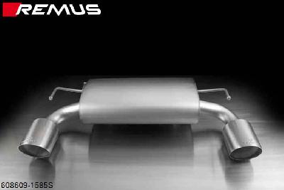 608609 1585S, Nissan 370Z Coupe and Cabrio, type Z34, Year 2010- , 3.7l 241/243 kW (VQ37), Remus Sport exhaust centered L/R, with 2 tail pipes round 127 mm angled