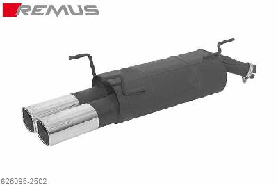 626095 2502, Opel Astra F Caravan, Chassis no. T ... - , 3-point-mounting, 1.8l 16V 85 kW, 2.0l 16V 100 kW (not for automatic), Remus Sport exhaust with 2 tail pipes 92x78 mm