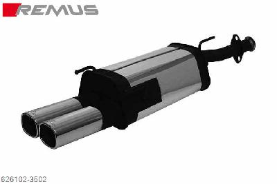 626102 3502, Opel Astra G Caravan (flange connection), Type T98/Kombi, 2.0l Turbo 141/147 kW and OPC (Z20LET), 2.0l DTI 74 kW (Y20DTH), JULYear 2002- until Chassis no. 3600000, 2.2l DTI 92 kW (Y22DTR), JULYear 2002- until Chassis no. 3600000, Remus Sport exhaust with 2 tail pipes 92x78 mm, not suitable in combination with a towbar!
