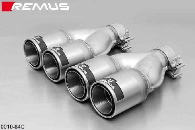 0010 84C, Peugeot 207, 3 and 5 door, Year 2006- , 1.4l 54/65 kW, Remus Tail pipe set L/R consisting of 4 tail pipes round 84 mm Street Race