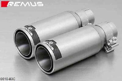 0010 83C, Peugeot 207, 3 and 5 door, Year 2006- , 1.4l HDI 50 kW, 1.6l HDI 66/80 kW, Remus Tail pipe set L/R consisting of 2 tail pipes round 84 mm Street Race
