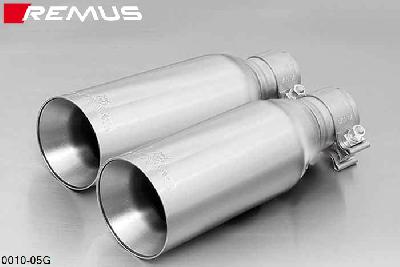 0010 05G, Peugeot 207, 3 and 5 door, Year 2006- , 1.4l HDI 50 kW, 1.6l HDI 66/80 kW, Remus Tail pipe set L/R consisting of 2 tail pipes round 90 mm straight