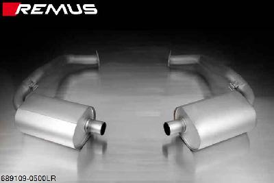 689109 0500LR, Porsche Cayman Facelift Type 987, Year 2009- , 2.9l 195 kW, Cayman S Facelift Type 987, Year 2009- , 3.4l 235 kW, Remus RACING stainless steel sport exhaust system L/R (without tail pipes), cat-back from front catalytic converters, no secondary catalytic converters, without homologation