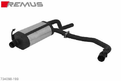 734098 199, Renault Clio II, 1998- , 1.2l 40 / 43 / 55 kW, 1.4l 55 kW, 1.4l 55 kW, Year 2001- , 1.4l 72 kW, Year 2001- , 1.4l 16V 72 kW, Year 2000- , 1.4l 16V 72 kW, Year 2001- , 1.6l 66 kW, 1.6l 16V 79 kW, 1999- , 1.9l Diesel 47 kW type: B, 1999- , 1.5l dCi 48 kW, 1.9l dTI 59 kW, Year 2001-, Remus PowerSound sport exhaust with manual valve control system (without tail pipes)