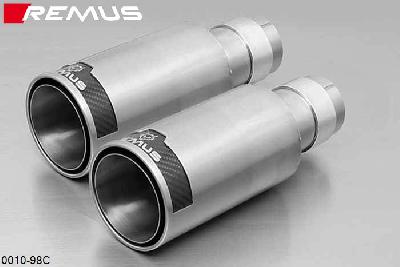 0010 98C, Renault Clio II, 1998- , 1.2l 40 / 43 / 55 kW, 1.4l 55 kW, 1.4l 55 kW, Year 2001- , 1.4l 72 kW, Year 2001- , 1.4l 16V 72 kW, Year 2000- , 1.4l 16V 72 kW, Year 2001- , 1.6l 66 kW, 1.6l 16V 79 kW, 1999- , 1.9l Diesel 47 kW type: B, 1999- , 1.5l dCi 48 kW, 1.9l dTI 59 kW, Year 2001-, Remus Tail pipe set L/R consisting of 2 tail pipes round 98 mm Street Race