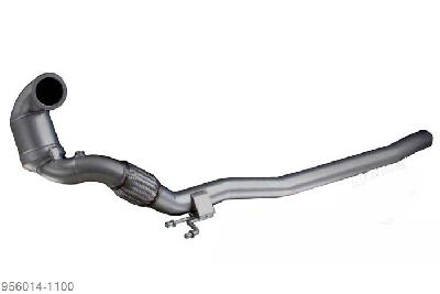 956014 1100, VW Golf VII R 4motion, type AU, Year 2014- , 2.0l TSI 221 kW (CJX), Remus RACING downpipe with sport catalytic convertor (200 CPSI), pipe round 76 mm, without homologation (only mountable together with REMUS front silencer respectively RACING tube)