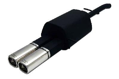 Ulter Sport, Einddemper, Staal, Dubbel Rechthoek 80x65mm, Ford, FUSION, 1.4 59kW, 1.6 74kW, 6-2-2005, Past op originele middendemper/katalysator