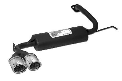 Ulter Sport, Einddemper, Staal, Dubbel Rond 70mm, Mazda, MAZDA, 323. 323F, 1.8 16V 85kW, 2.0 V6 106kW, 04/94-04/98, Past op originele middendemper/katalysator