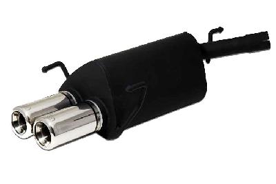 Ulter Sport, Einddemper, Staal, Dubbel Rond 80mm, Opel, CORSA-C, 1.0 12V 44kW, 1.2 16V 59kW, 1.4 16V 66kW, 1.7CDTi 74kW, 01-, Past op originele middendemper/katalysator