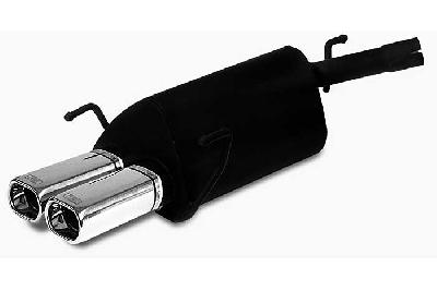 Ulter Sport, Einddemper, Staal, Dubbel Rechthoek 80x65mm, Opel, CORSA-C, 1.0 12V 44kW, 1.2 16V 59kW, 1.4 16V 66kW, 1.7CDTi 74kW, 01-, Past op originele middendemper/katalysator