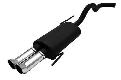 Ulter Sport, Einddemper, Staal, Dubbel Rond 80mm DTM, Seat, IBIZA, 1.0 37kW, 1.4 44kW, 06/96-99  TRANSVERSE HOOKS, Past op originele middendemper/katalysator