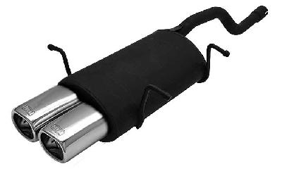 Ulter Sport, Einddemper, Staal, Dubbel Rechthoek 80x65mm, Suzuki, SWIFT, 1.0 37/39/41kW, 1.3 47//50/52/54kW, 89-05   HATCHBACK, Past op originele middendemper/katalysator